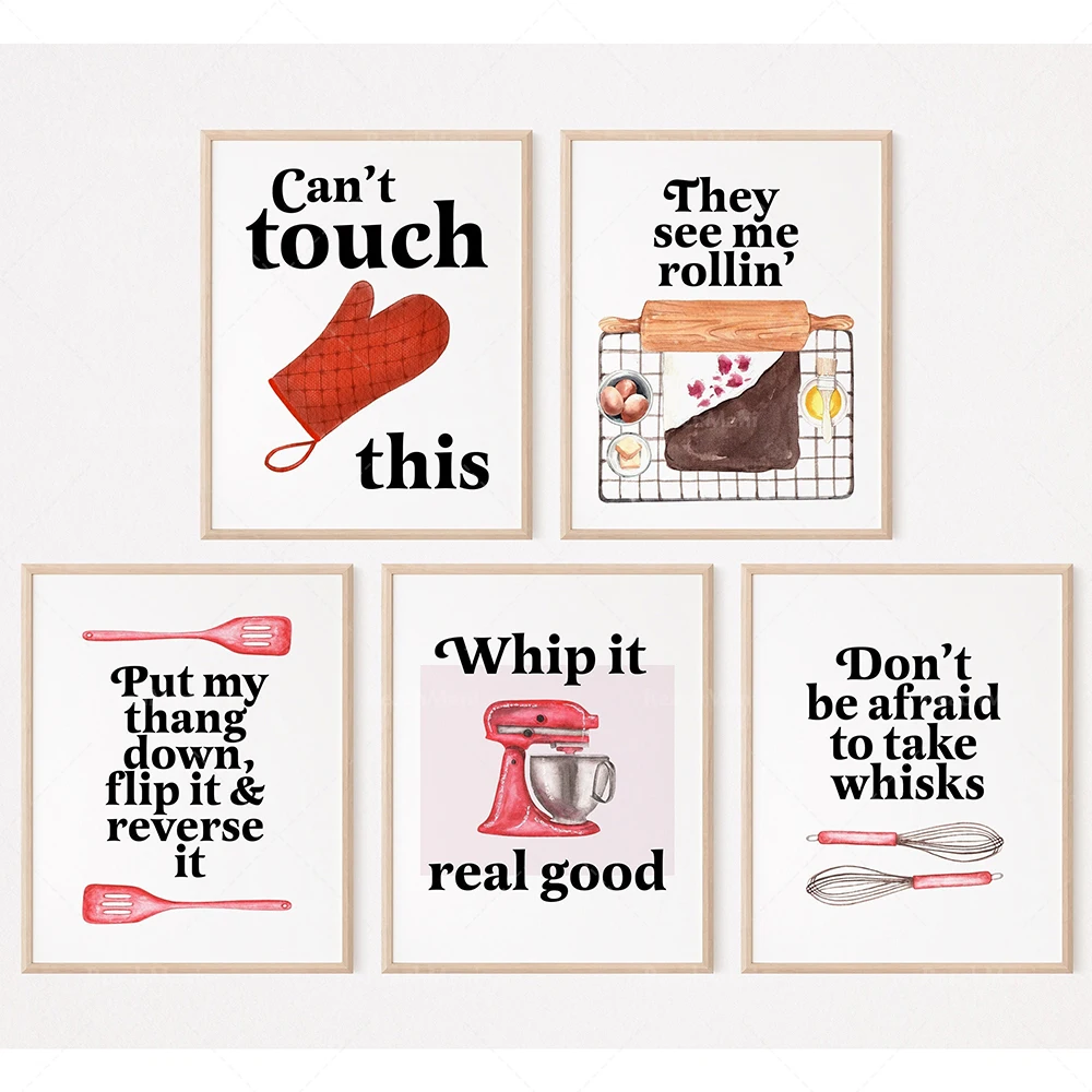 Kitchen Baking Quotes - Komik Pişirme Sözleri Posterleri, Yiyecek Kelime