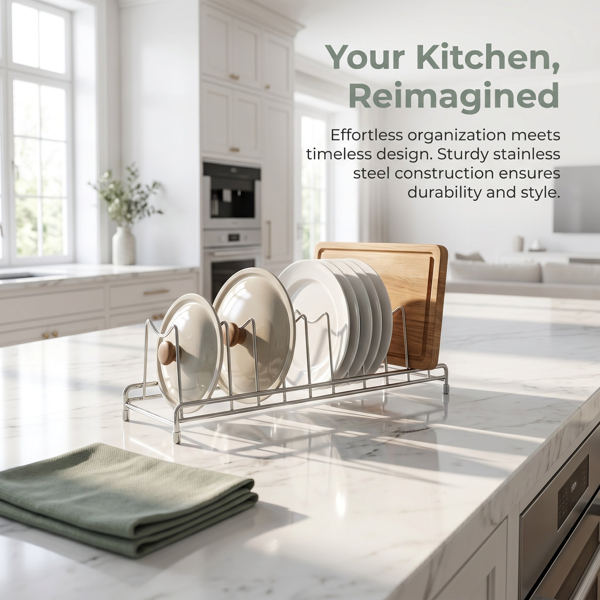 Kitchen Baking Sheet Organizer - Paslanmaz Çelik Tencere Kapağı Düzenleyici 9