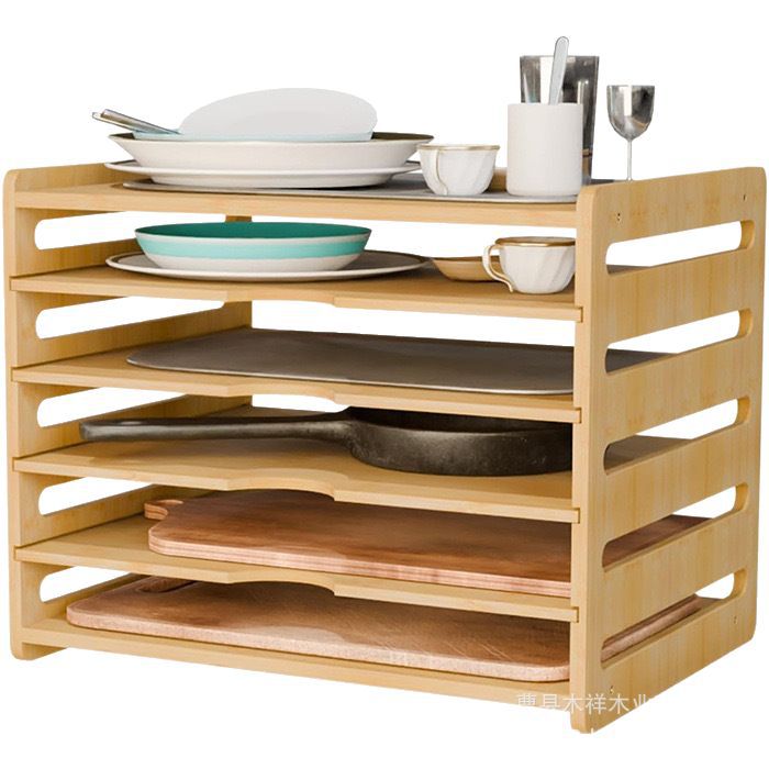 Kitchen Baking Sheet Organizer - Masif ahşap mutfak saklama rafı dolabı