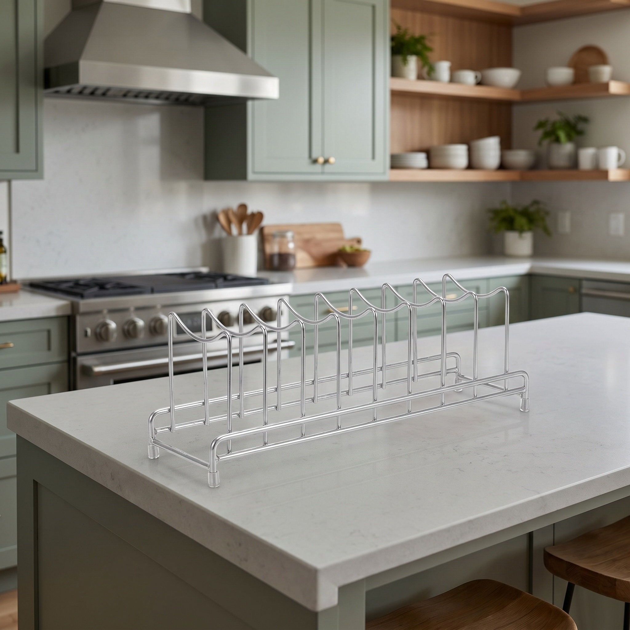 Kitchen Baking Sheet Organizer - 9 Bölmeli Paslanmaz Çelik Tencere Kapağı
