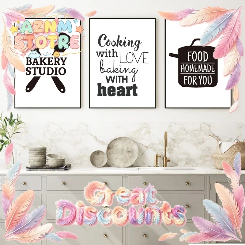 Kitchen Baking Quotes - Sevgiyle Yemek Pişirme Mutfak Sözleri Duvar