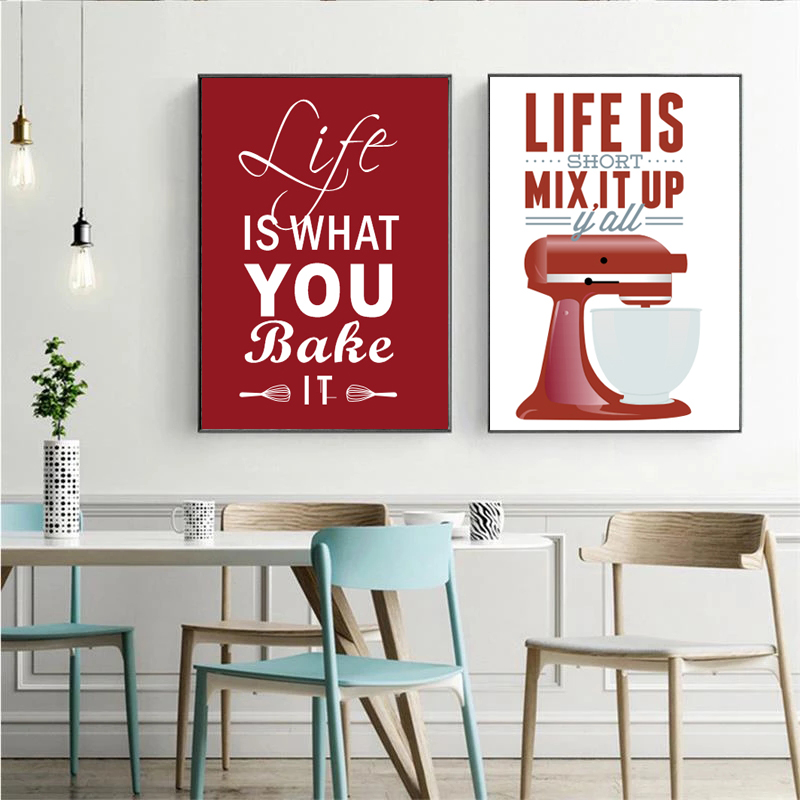 Kitchen Baking Quotes - Duvar sanatı tuval yağlıboya İskandinav Pişirme