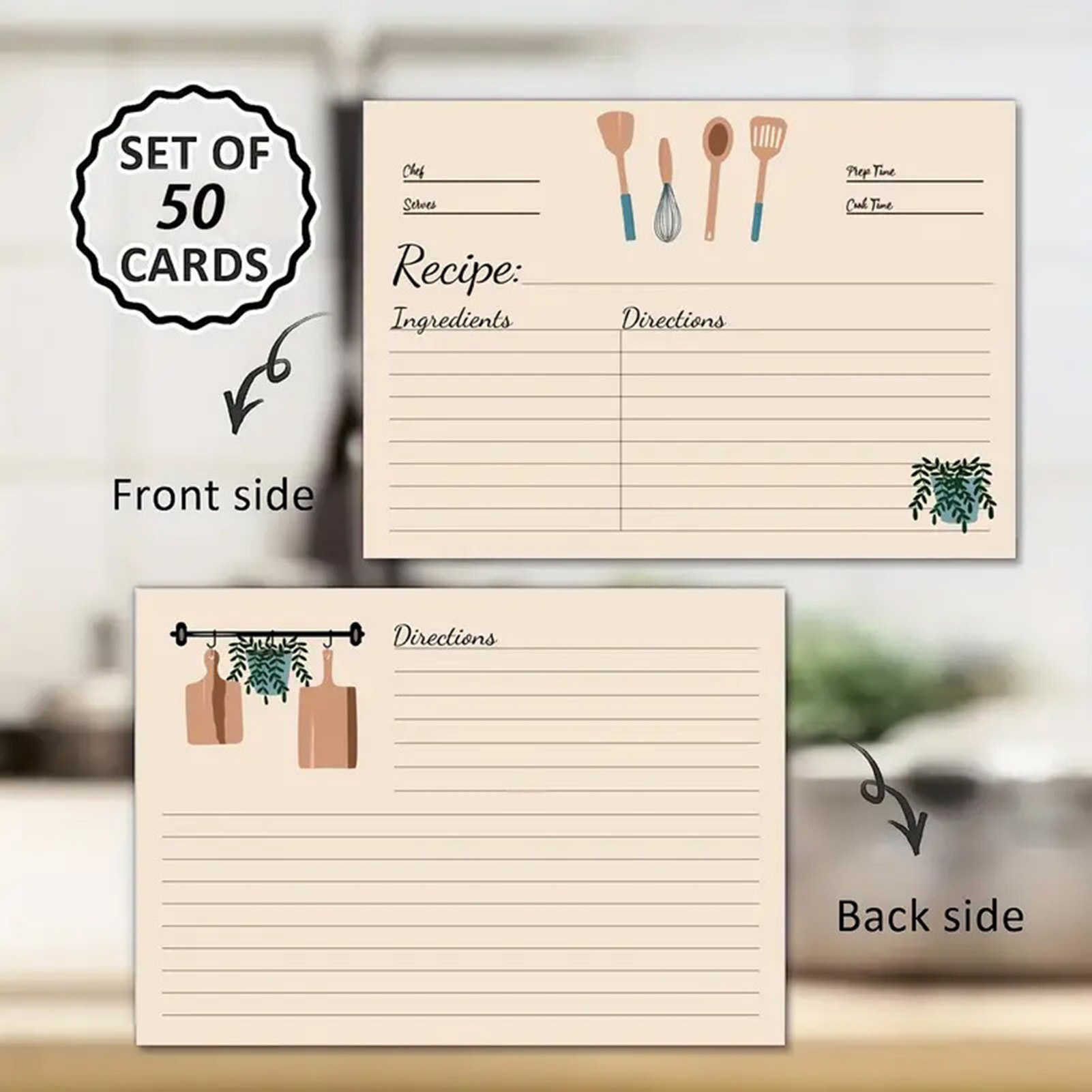 Kitchen Baking Sheet Organizer - 50 Yaprak Tarif Kartları Bağlayıcı Mutfak