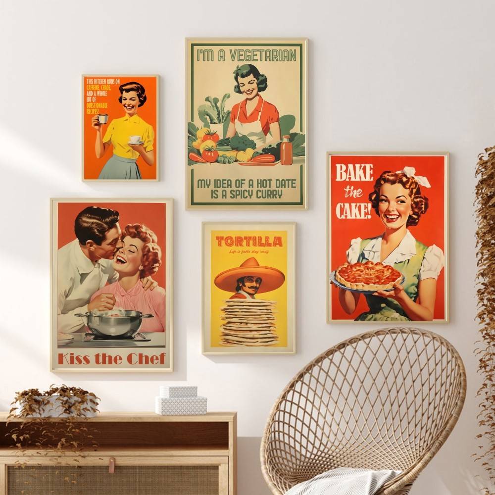 Kitchen Baking Quotes - Retro Mutfak Alıntı Kağıt Posteri 50'ler