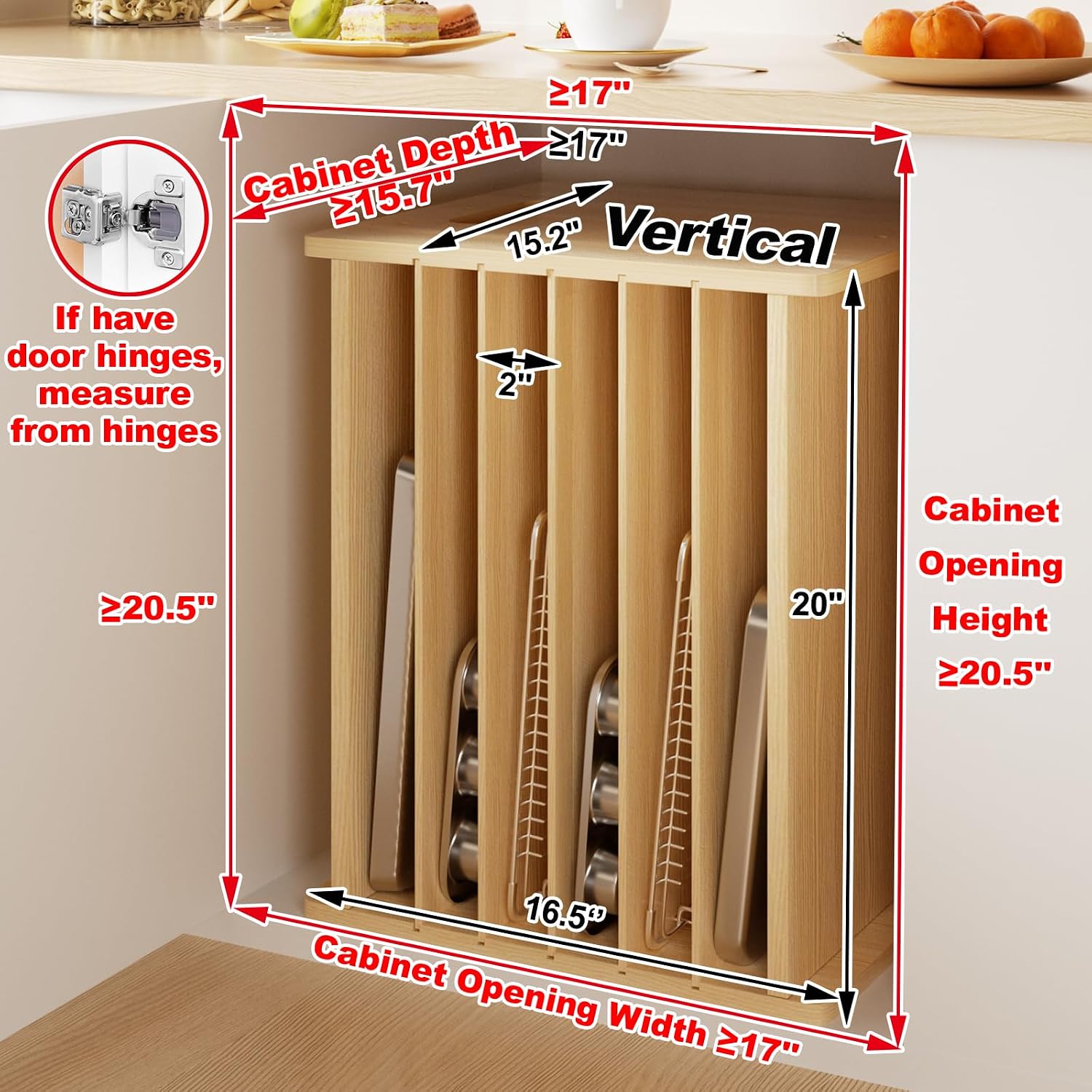 Ahşap Fırın Tepsisi Bölücü Düz - Kitchen Baking Sheet Organizer incelemesi ve fiyatı