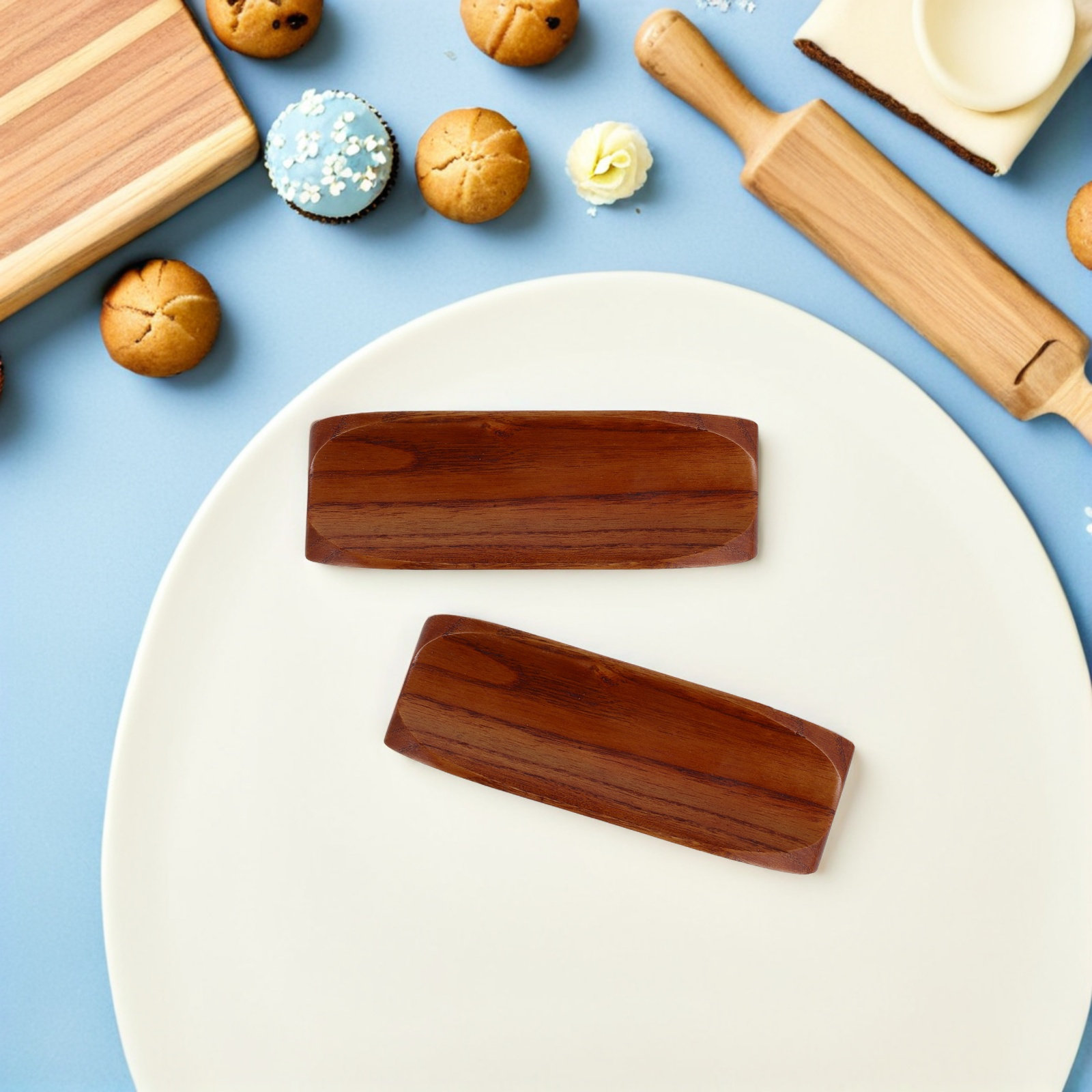 2 Adet Ahşap Oklava Tutucu, Te - Kitchen Baking Station incelemesi ve fiyatı